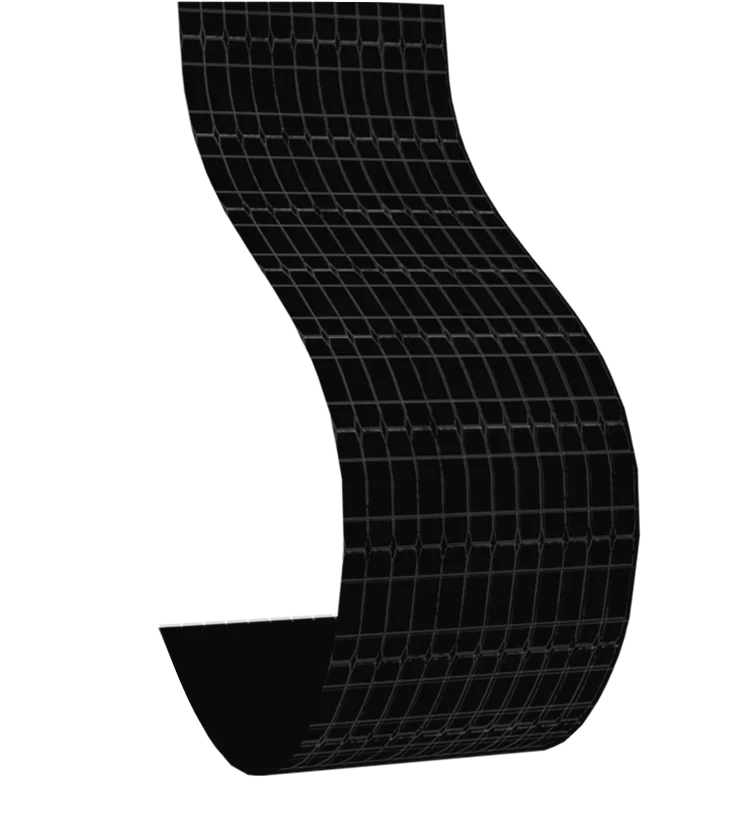 An Arinna thin-film solar panel bent into an S curve