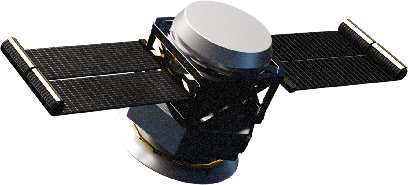 A satellite with two flexible solar wings